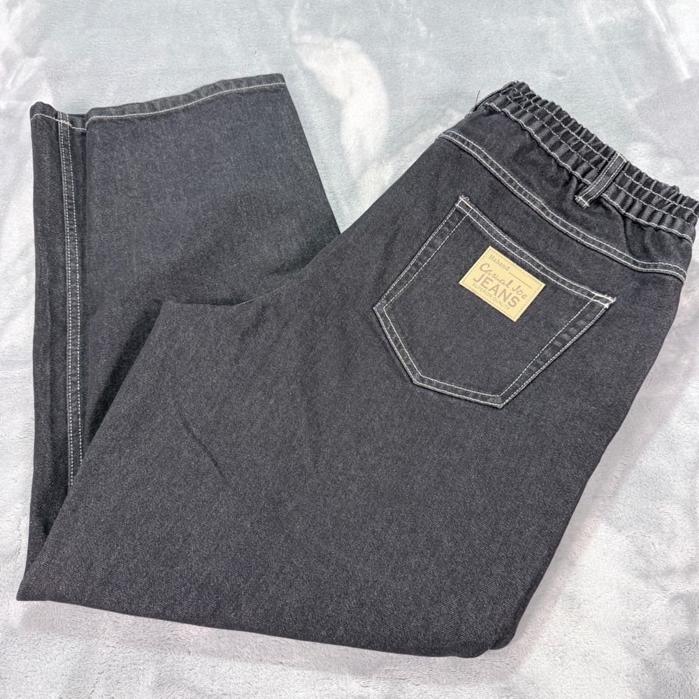 Haband Casual Joe Jeans Mens 38 Black‎ Elastic Waist Contrast Stitch 03L Denim